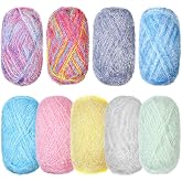 Timgle 9 Skeins Yarn for Crocheting Sparkly, Fresh | Rainbow Dishcloth for Knitting Dishwashing, Colorful Scrubbing Skeins for Handmade Cleaning Craft, Sparkly Texture