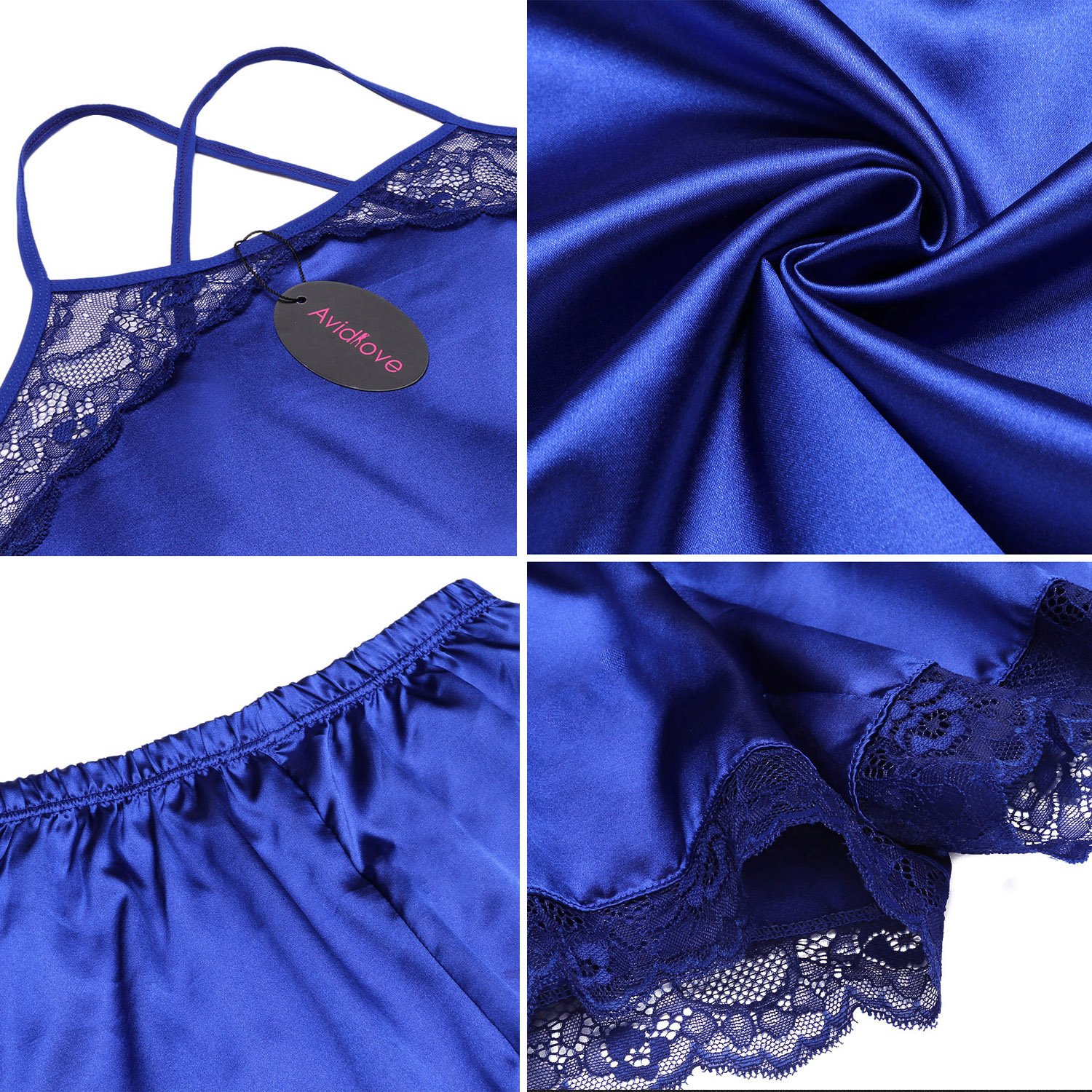 Avidlove Women Lingerie Satin Sleepwear Cami Shorts Set 2 Pcs Pajamas Nightwear