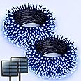 JMEXSUSS 2 Pack Blue Solar Christmas Lights, Total 400 LED 151FT Solar String Lights Outdoor Waterproof, 8 Modes Blue Christmas String Light for Outside Garden Party Patio Tree Decorations