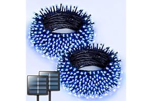 JMEXSUSS 2 Pack Blue Solar Christmas Lights, Total 400 LED 151FT Solar String Lights Outdoor Waterproof, 8 Modes Blue Christm