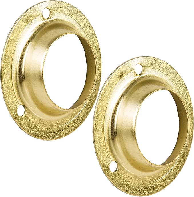 Pair of 25mm Strong Brass Wardrobe Hanging Rail Sockets Rail End