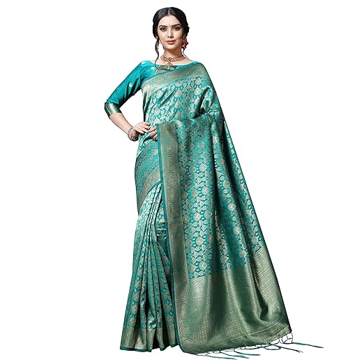 Anand Sarees Silk with Blouse Piece Saree (1536_5_Green_Free Size)