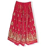 Black/Gold Crinkle Indian Paisley Long Broomstick Belly Dance Skirt #36 main image 0