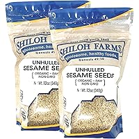 Shiloh Farms - Organic Unhulled Sesame Seeds 12 oz - 2 pack - Non GMO, Raw, Kosher