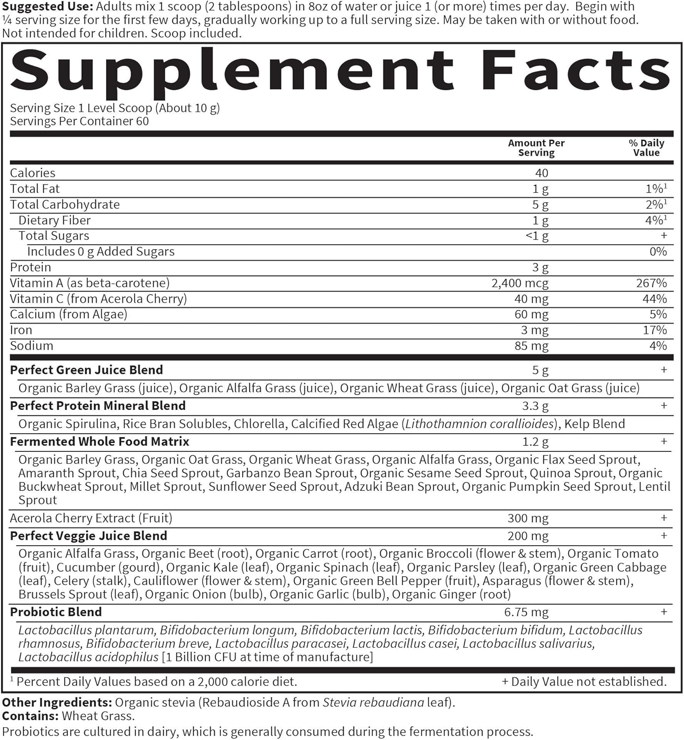 Garden of Life Whole Food Vegetable Supplement - Perfect Food Green Superfood Dietary Powder, 600g: Health & Personal Care