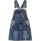 KIDSCOOL SPACE Girls Denim Skirts,Baby Little Big Girls Ripped Soft Stretchy Jeans Overall Dress