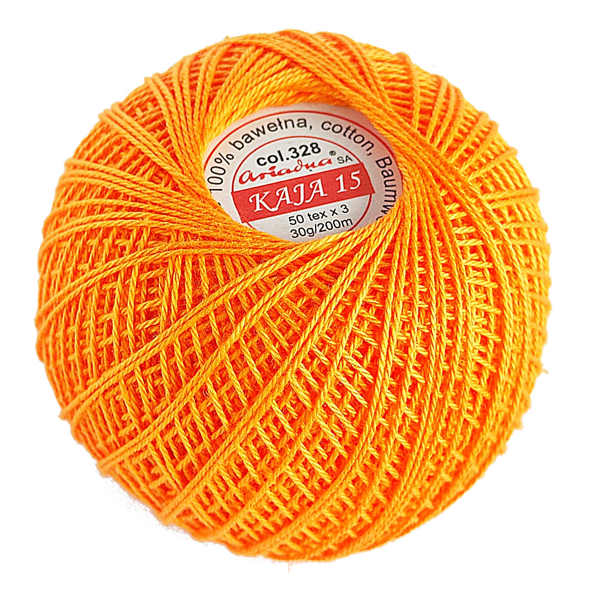 Cotton Crochet Yarn Double Mercerized Thread 220yd/200m Ball 1.05oz/30g Knitting Tatting Emroidery Size 15 Orange (328)