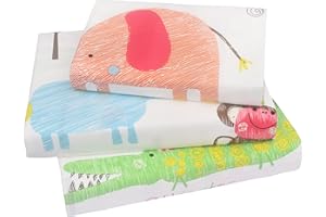 J-pinno Lovely Jungle Elephant Monkey Giraffe Animals Twin Sheet Set Bedroom Decoration Gift 100% Cotton Flat Sheet + Fitted Sheet + Pillowcase Bedding Set for Unisex Boys Girls (Animal, Twin)
