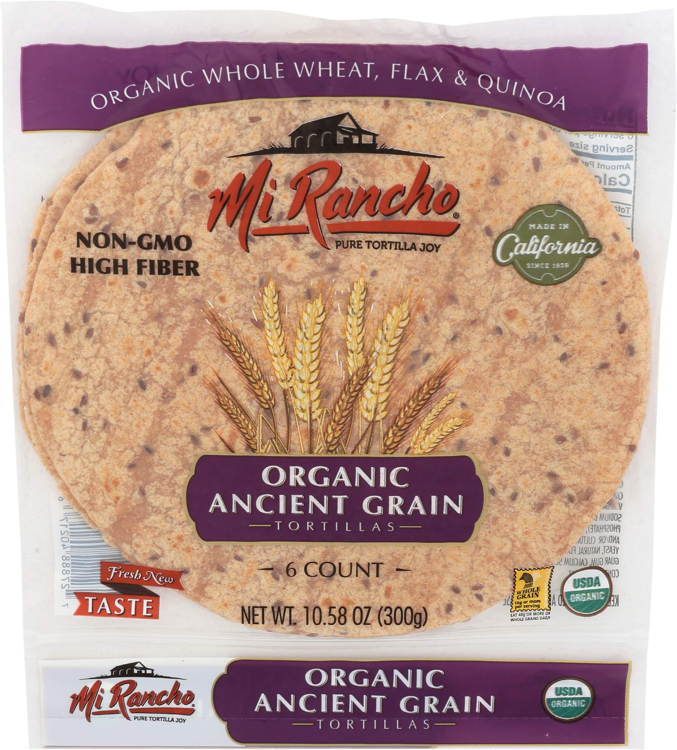Mi Rancho, Tortillas Whole Wheat Ancient Grain Organic, 10.5 Ounce