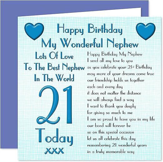 Nephew 21st Happy Birthday Card - Lots of Love to The Best Nephew in ...