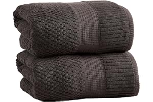 NY Loft 100% Cotton 2 Pack Bath Sheet Towel Set | Absorbent Quick-Dry Oversize Bath Towels | Textured and Durable Cotton | Dark Grey