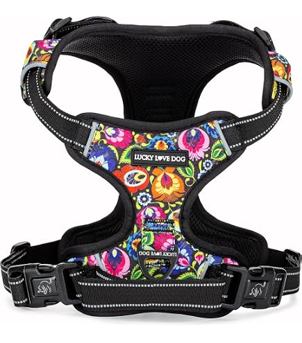 Lucky Love Dog Hundeweste – Wendbar, Verstellbar, Mit Reflektierenden Elementen, Für Kleine Bis Mittelgroße Hunde (Hippie-Design, Größe XS)