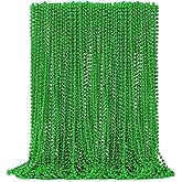 50PCS St Patricks Day Necklace, St. Patrick's Day Green Bead Necklace Accessories, Metallic Irish Saint Patrick Mardi Gras Necklaces Bulk, Parade Throw Accessories for Mardi Gras St. Patricks Party