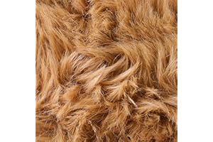 YURDON Faux Fur Fabric Shaggy Craft Fur Squares for Crafts,Gnomes,Costume,Camera Floor,Decoration (20×20 inches, Camel)
