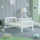 Junior Vida Scorpio Wooden Toddler Bed Frame Solid Pine White Safety Rails view 8