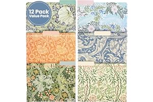 THE GIFTED STATIONERY The Gifted Stationary 12 Pack William Morris Floral File Folders, Decorative 1/3 Cut Tab, Letter-Size Holders for Home Office in 6 Patterned Designs - Decorative File Folders - Office Supplies