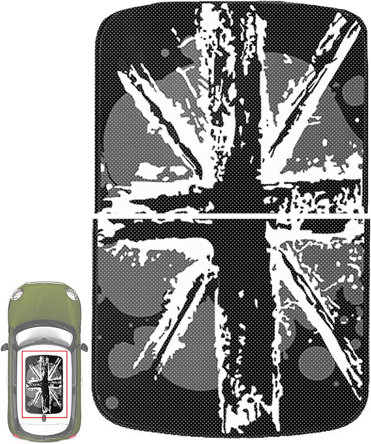 Paileco Automotive Sunroof Vinyl Sticker for F54 F55 F56 (1set 2pcs, Grey Ink Jack Flag, Vinyl)