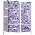 YITAHOME Fabric Dresser Drawer, Tall Storage Dresser with 8 Drawers, Dresser & Chest of Drawers, Storage Drawer Organizer for Closet, Living Room, Closets (Tie-dye Purple)
