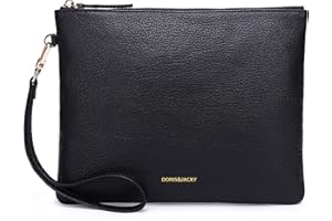 DORIS&JACKY Lambskin Leather Wristlet Clutch Purse For Women Large Soft Designer Wallet With Strap…