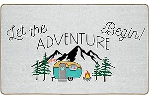 Likjad Rv Outdoor Mat,Outdoor Camping Rug Camper Must Haves,Rv Camper Camping Mat Rug,Rv Door Mat,Rv Camping Accessories,Let The Begin Adventure,Porch Decor Mat Linen Doormat 17x30 Inch