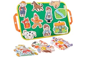 CHEFAN 4 Pack Felt Board Story Set, The Mitten, The Little Red Riding Hood, Gingerbread Man, Ugly Duckling, Precut Felt/Flannel Figure Pieces Teaching Wall for Preschool Activity Early Storytelling