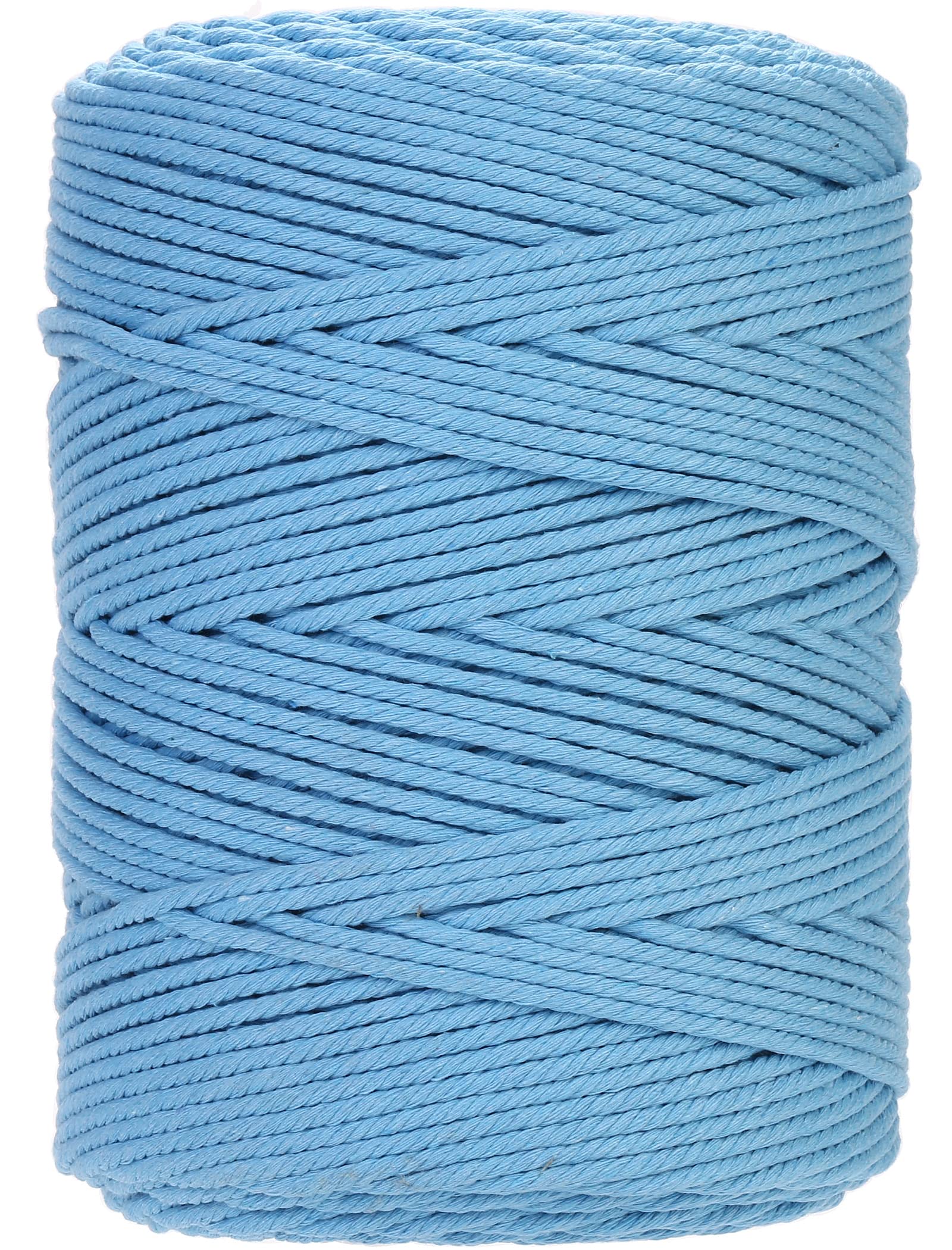 GOHOF Macrame Cord 4mm x 300m Premium Cotton Macrame Rope, 4 Strand Twisted Soft Cotton Cord, One of The Most Perfect Materials for Macrame Art, Cotton String Without Chemicals(Sky Blue)