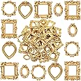 Vicenpal 100 Pieces Gold Vintage Resin Picture Frame Antique Photo Mini Resin Jewelry Display Photography DIY Small Frame for Manicure Photo Home Decoration