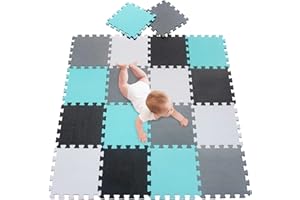 meiqicool EVA Foam Play Mat for Children with Puzzle 18 Rugs Premium Quality Children’s Interlocking Floor Tile Set - Large 1