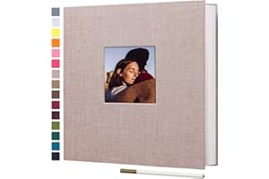 potricher Large Photo Album Self Adhesive 4x6 5x7 8x10 Pictures Linen Cover 40 Blank Pages Magnetic DIY Scrapbook Albums with A Metallic Pen (Beige)