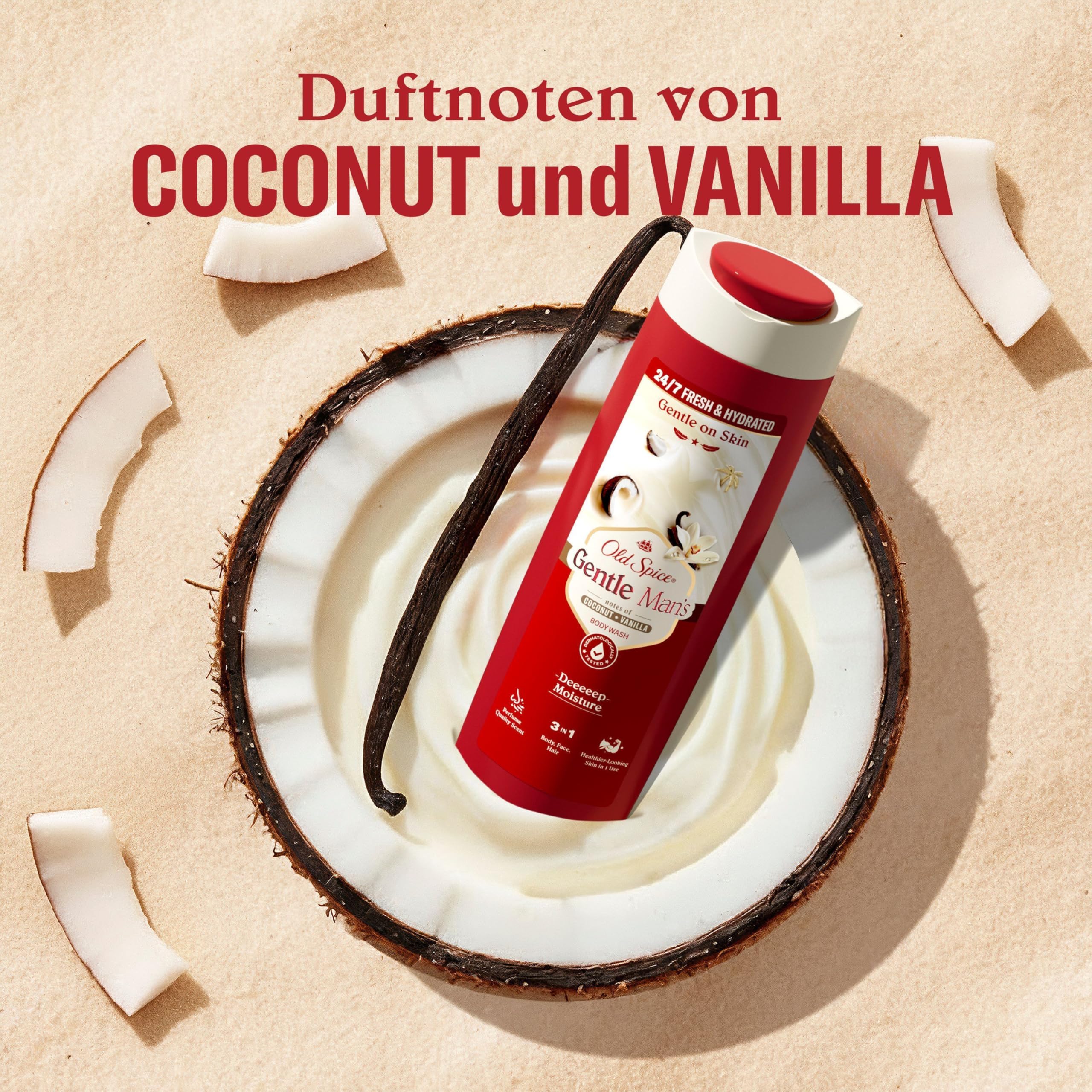 Old Spice Super Coconut + Vanilla 3-in-1 Duschgel & Shampoo Für Männer 800ml, Körper-Haar-Gesicht Reinigung, 24/7 Frische & Hydration*, Sanft Zur Haut, Duftqualität, *Frisch Bei Täglicher Anwendung 4