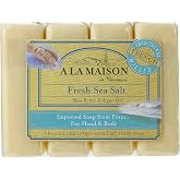 A LA MAISON Fresh Sea Salt Bar Soap, Natural Moisturizing Hand Soaps | 4 Bars of Soap, 3.5oz Each