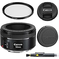 Canon EF 50mm f/1.8 STM: Lens with Glass UV Filter, Front and Rear Lens Caps, and Deluxe Cleaning Pen, Lens Accessory…