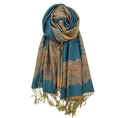 Achillea Elegant Reversible Paisley Border Pashmina Shawl Wrap Scarf