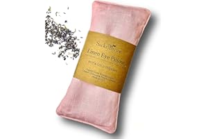 Sacksy Thyme Organic Linen Eye Pillow - Lavender & Flaxseed for Relaxation, Yoga, Stress Relief - Microwavable Heating Pad & Cool Compress - Made in USA - Gifts for Meditation - (Lavender)