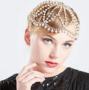Coucoland Vintage Pearl Headpiece 1920s Flapper Cap Headband