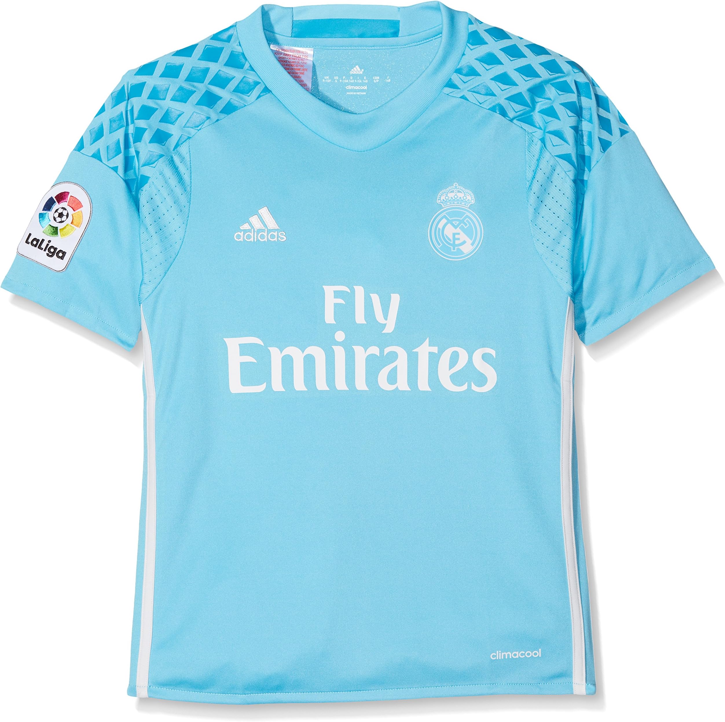 adidas 2016-2017 Real Madrid Home Goalkeeper Football Soccer T-Shirt Jersey (Kids)