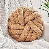 Uvvyui Knot Pillows, 14 Inch Decorative Throw Pillows Round Pillows Cushion, Soft Handmade Knotted Ball Pillow Plush Cushion Home Decor for Bed Couch Living Room (Khaki, 14 Inch)