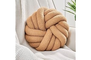 Uvvyui Knot Pillows, 14 Inch Decorative Throw Pillows Round Pillows Cushion, Soft Handmade Knotted Ball Pillow Plush Cushion Home Decor for Bed Couch Living Room (Khaki, 14 Inch)