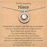 EPIRORA Gifts for Daughter Niece Sister Granddaughter, Silver Pearl Pendant Ciecle Necklace Jewellery Presents for Women Girls on Birthday Christmas Mother's Day Valentines Day