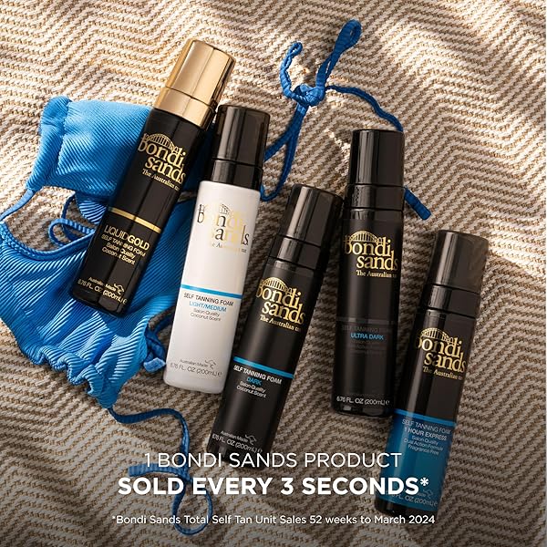 BONDI SANDS LIQUID GOLD SELF TANNING FOAM | LIGHTWEIGHT + QUICK DRY FOAM ENRICHED WITH ARGAN OIL, PROVIDES A HYDRATED STREAK-FREE TAN | 6.76 OZ/200 ML
