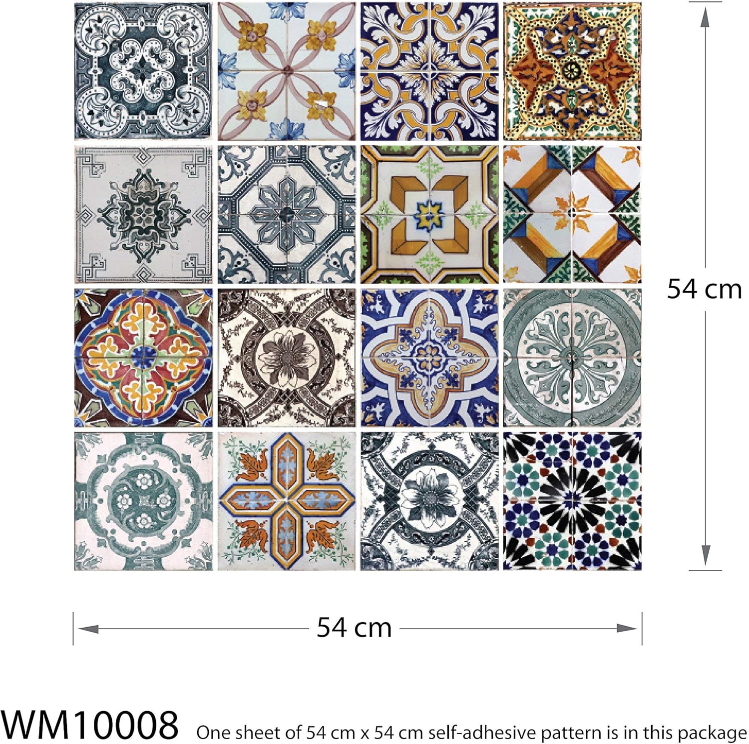 WALPLUS Decorations Wall Stickers Wall Murals Decals Living Room Children Nursery Home Décor WM10008 - Mediterranean Tiles X 8PCS - Image 3