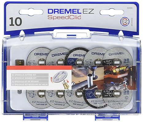 Dremel SpeedClic Schneid-Set (1x SC-Aufspanndorn, 6x Metall- Trennscheiben, 2x dünne Präzisionstrennscheiben, 2x Kunstoff-Tre