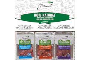 Fiorucci All Natural Uncured Antipasti Italian Sampler Pack, Hard Salami, Abruzzese and Salami Milano, No Nitrites & Antibiotic Free Pork, 18 Oz (Pack of 1)