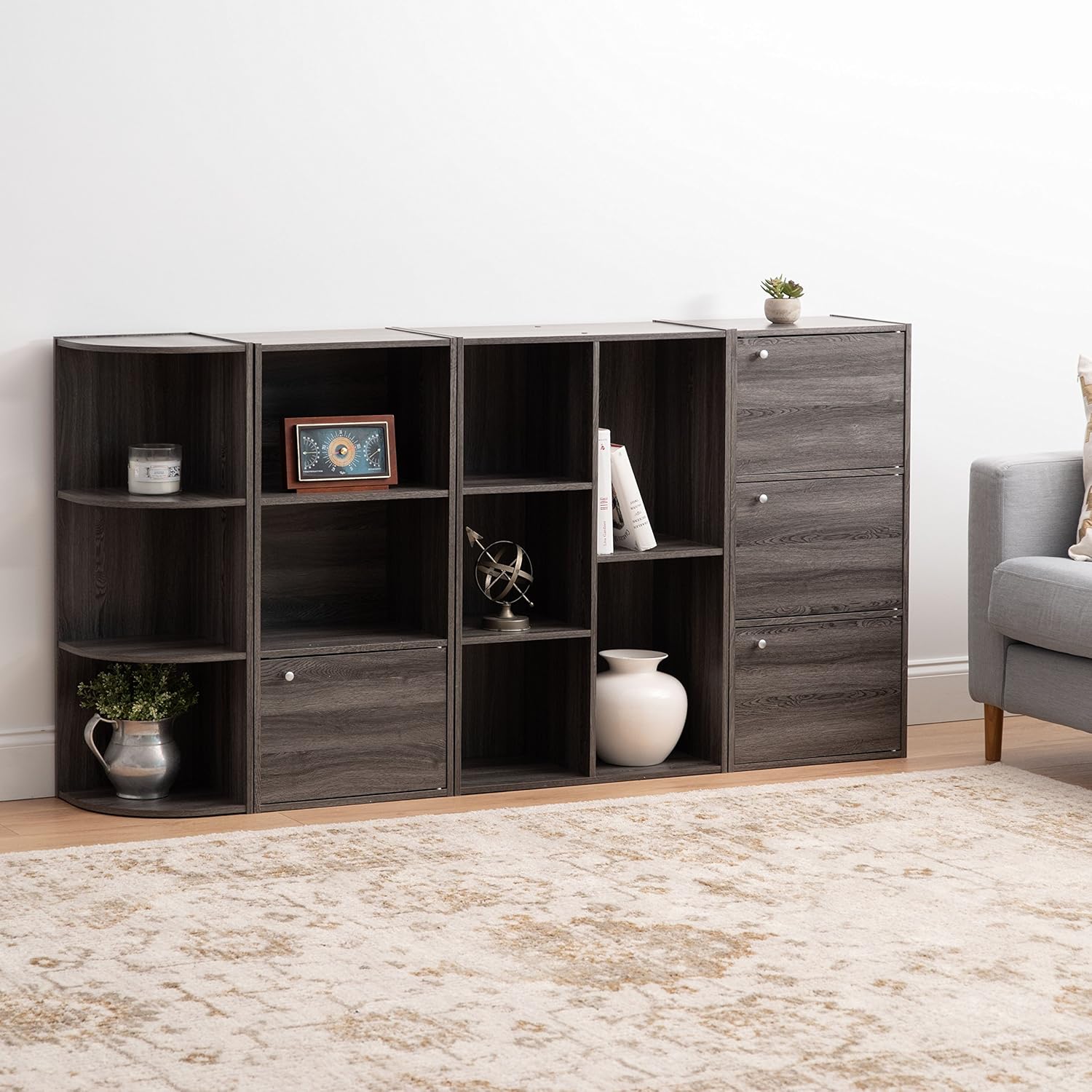 IRIS USA, Inc. CX-3C 3-Tier Corner Curved Shelf Organizer, Gray: Home & Kitchen