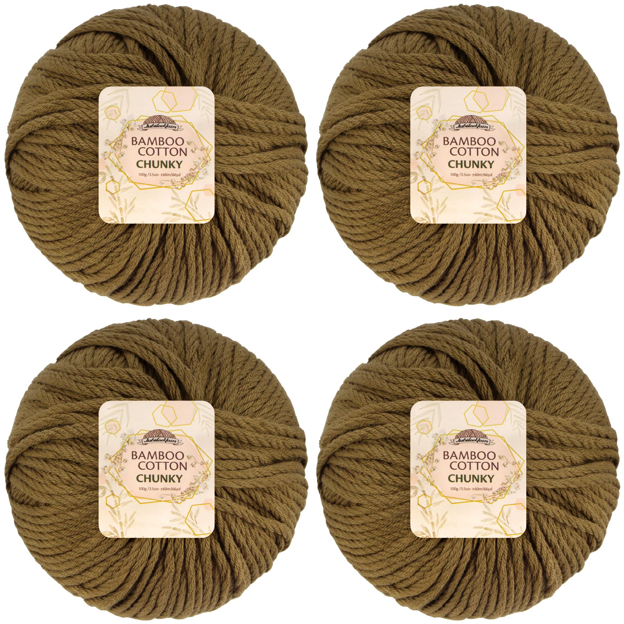 JubileeYarn Bamboo Cotton Chunky Yarn - 100g/Ball - Chestnut Brown - 4 Balls — image 1