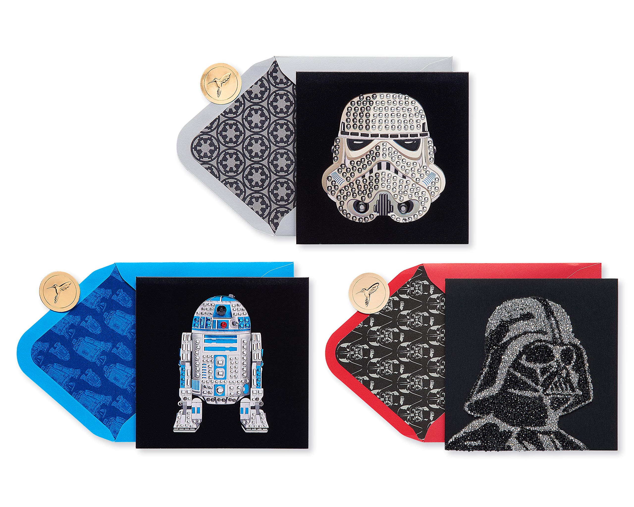 Papyrus Star Wars Birthday Card Assortment, Darth Vader, Storm Trooper, and R2-D2 (3-Count)
