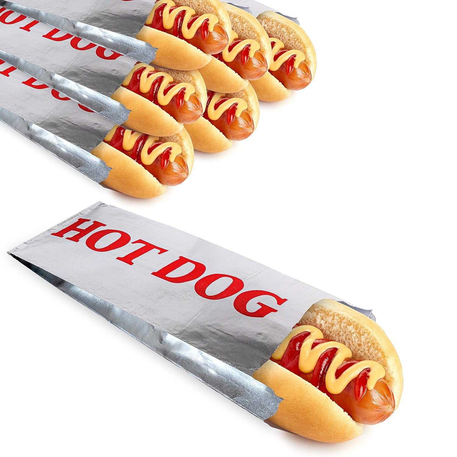 Stock Your Home Hot Dog Wrappers (100 Count) - Aluminum Foil Hot Dog Sleeves - Grease Resistant Hot Dog Bags for Snack Bars, Food Stands, Food Trucks, Take Out, Concession Stands, Uber Eats, Grubhub