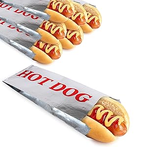 Stock Your Home Hot Dog Wrappers (100 Count) - Aluminum Foil Hot Dog Sleeves - Grease Resistant Hot Dog Bags for Snack Bars, Food Stands, Food Trucks, Take Out, Concession Stands, Uber Eats, Grubhub