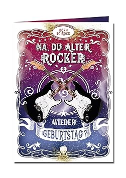 bentino XXL Glückwuschkarte mit Musik'Rocker' | Geburtstagskarte mit Sound | Grußkarte mit Umschlag A4 | Interaktive Klappkar