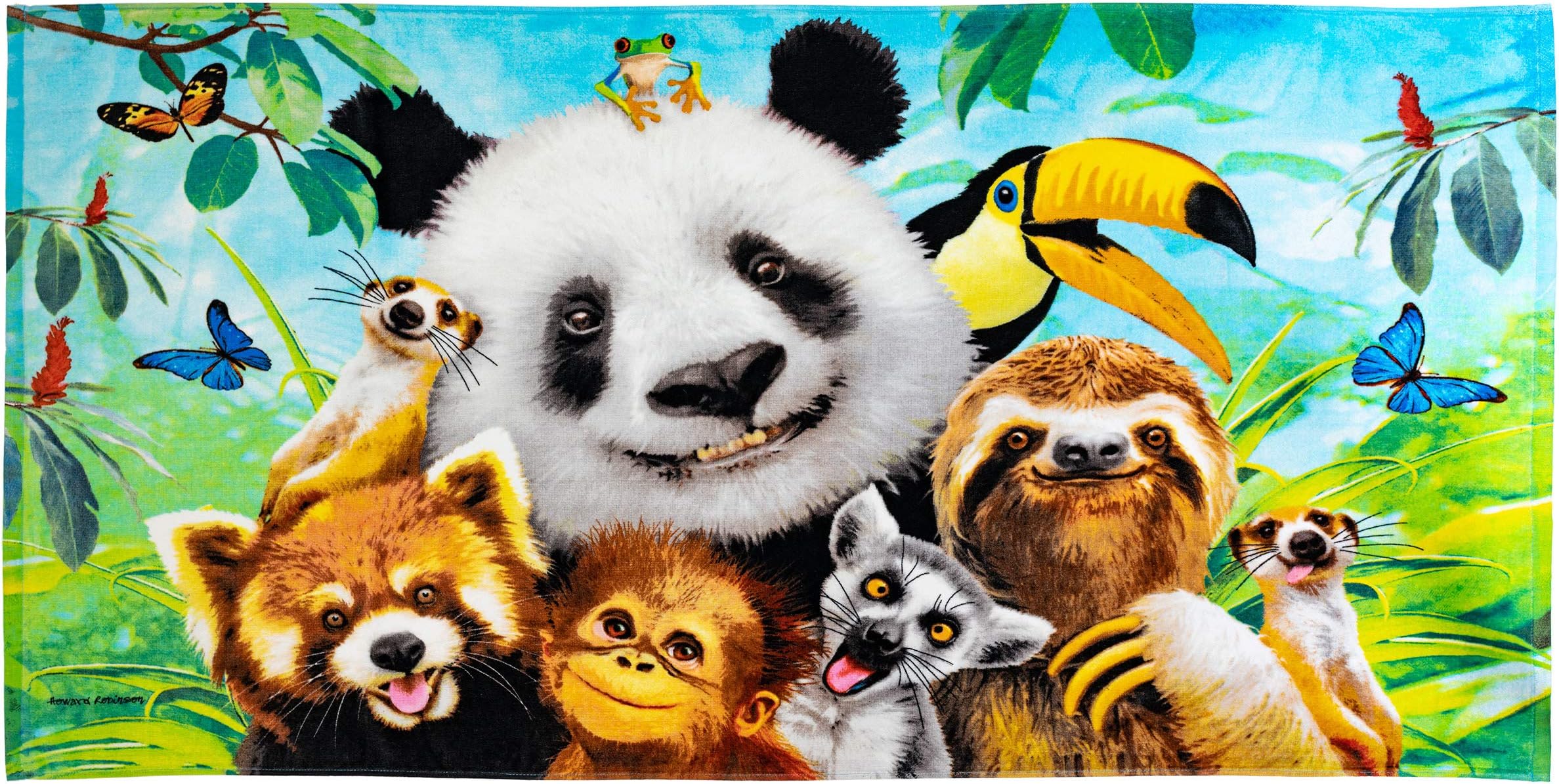 Zoo Animals Selfie Super Soft Plush Cotton Beach Bath Pool Towel